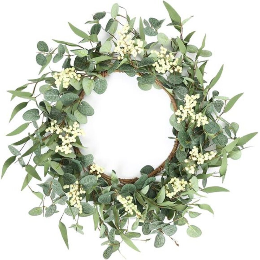 20'' Eucalyptus Wreath for Front Door, Porch, Window - Green Decor